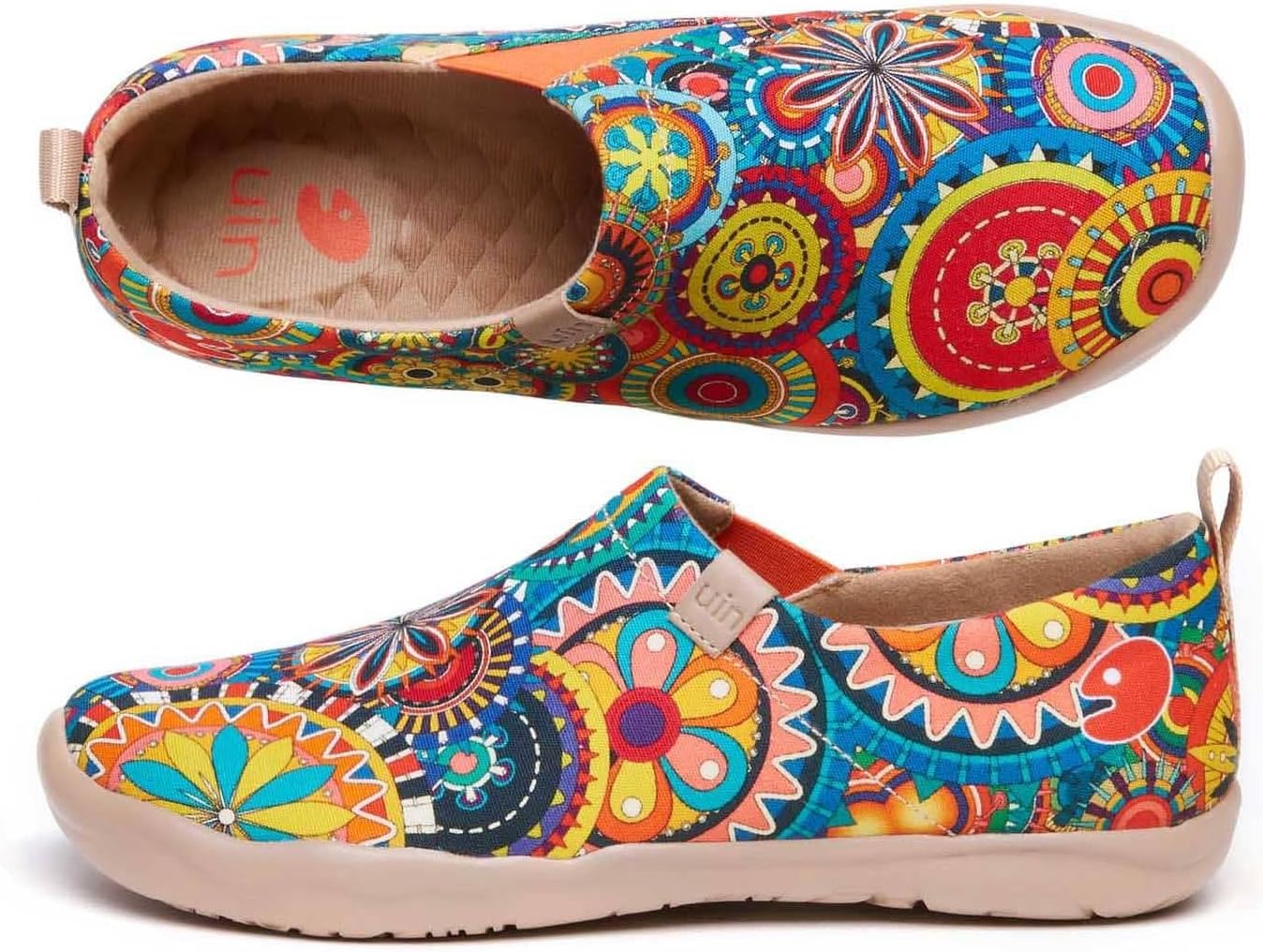 UIN Women's Slip On Shoes Colorful Comfortable Lightweight Art Travel Sneakers Casual Floral Stylish Everyday Loafers