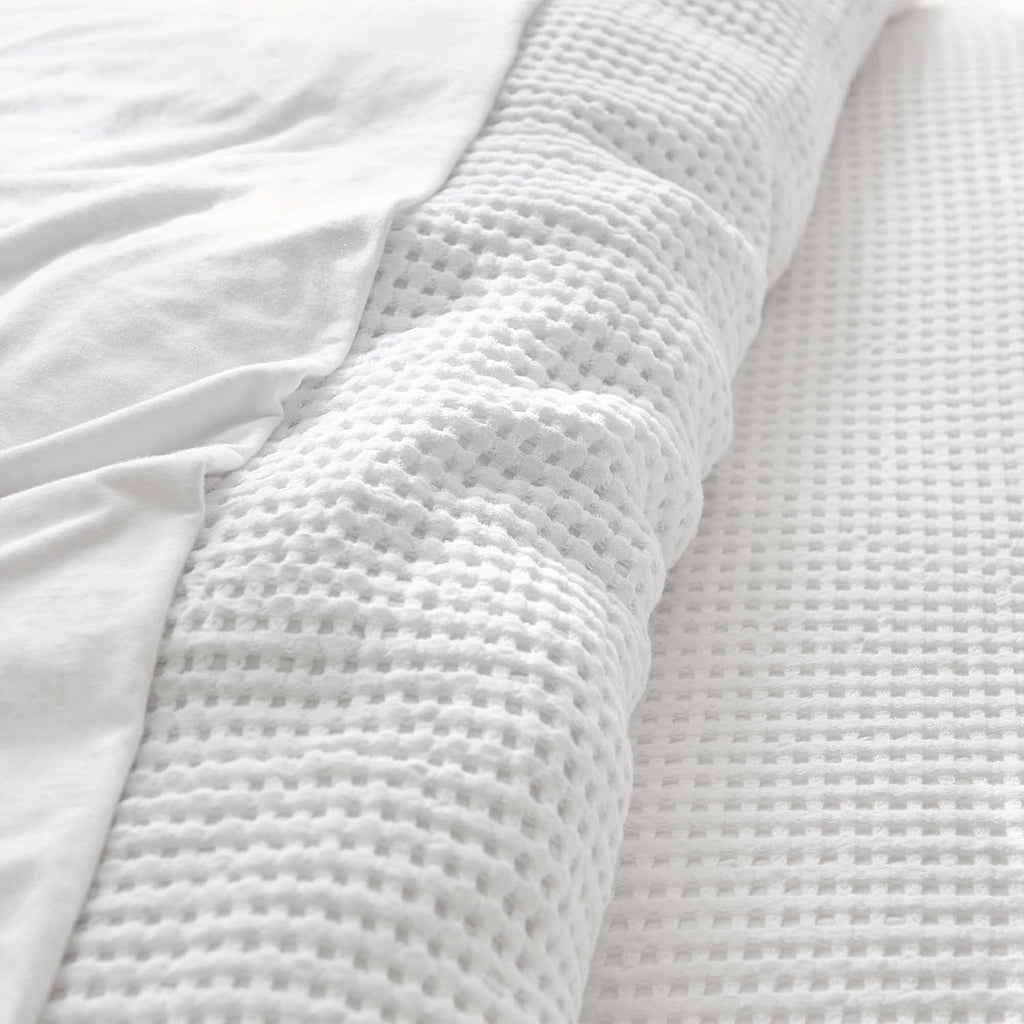 Levtex Home Mills Waffle King Duvet Cover Set (106x94in) with 2 Pillow Shams (36x20in) - Bright White - Cotton King Size Duvet Cover Set - Soft, Pre-Washed