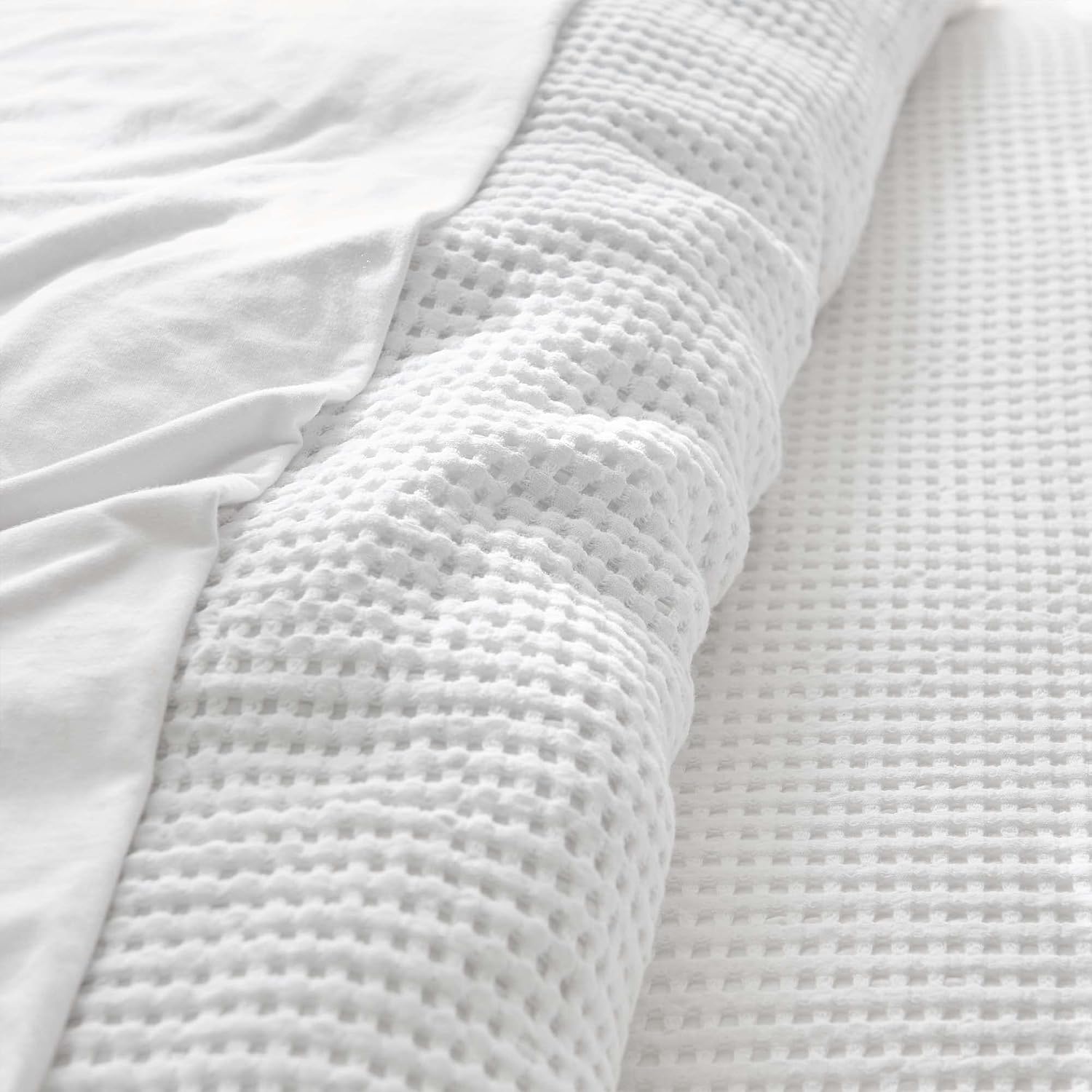 Levtex Home Mills Waffle King Duvet Cover Set (106x94in) with 2 Pillow Shams (36x20in) - Bright White - Cotton King Size Duvet Cover Set - Soft, Pre-Washed