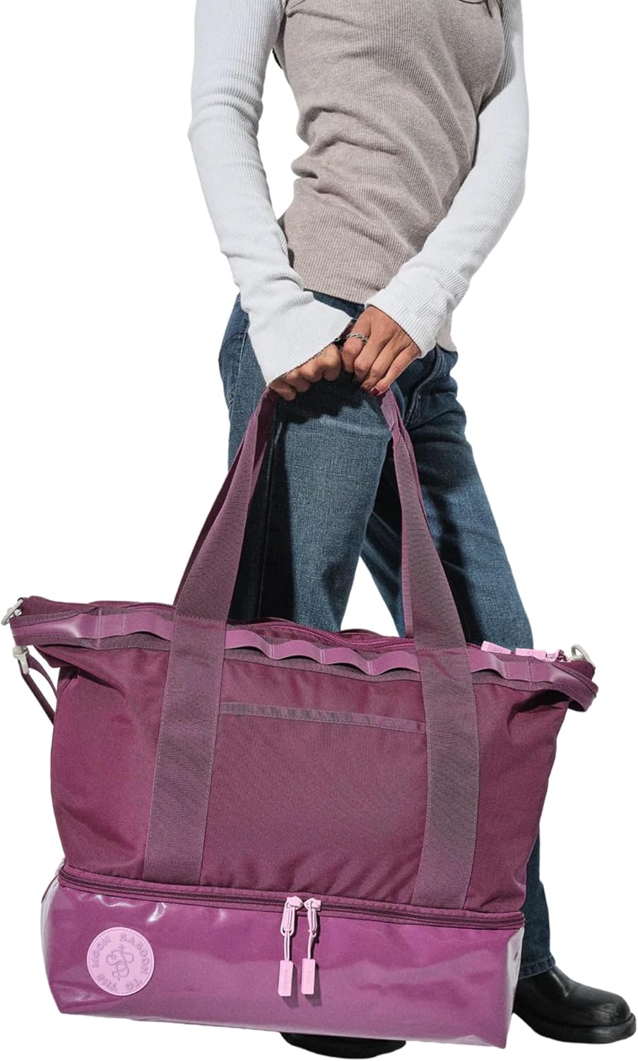 Baboon to the Moon Weekender Bag Duffle Bag with Shoe Compartment Carry On Overnight Travel Bags Lightweight Expandable Travel Duffel for Women (Wildberry)