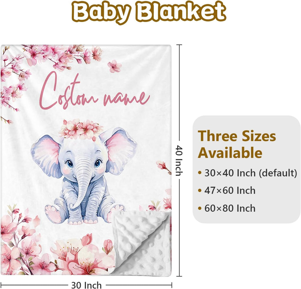 Terwex Personalized Baby Bedding Set, 5 Pcs Custom Name Bedding for Girls Boys - Nursery Bedding for Crib, Soft Toddler Bedding Sets for Infant Customized Gifts, Flower Elephant