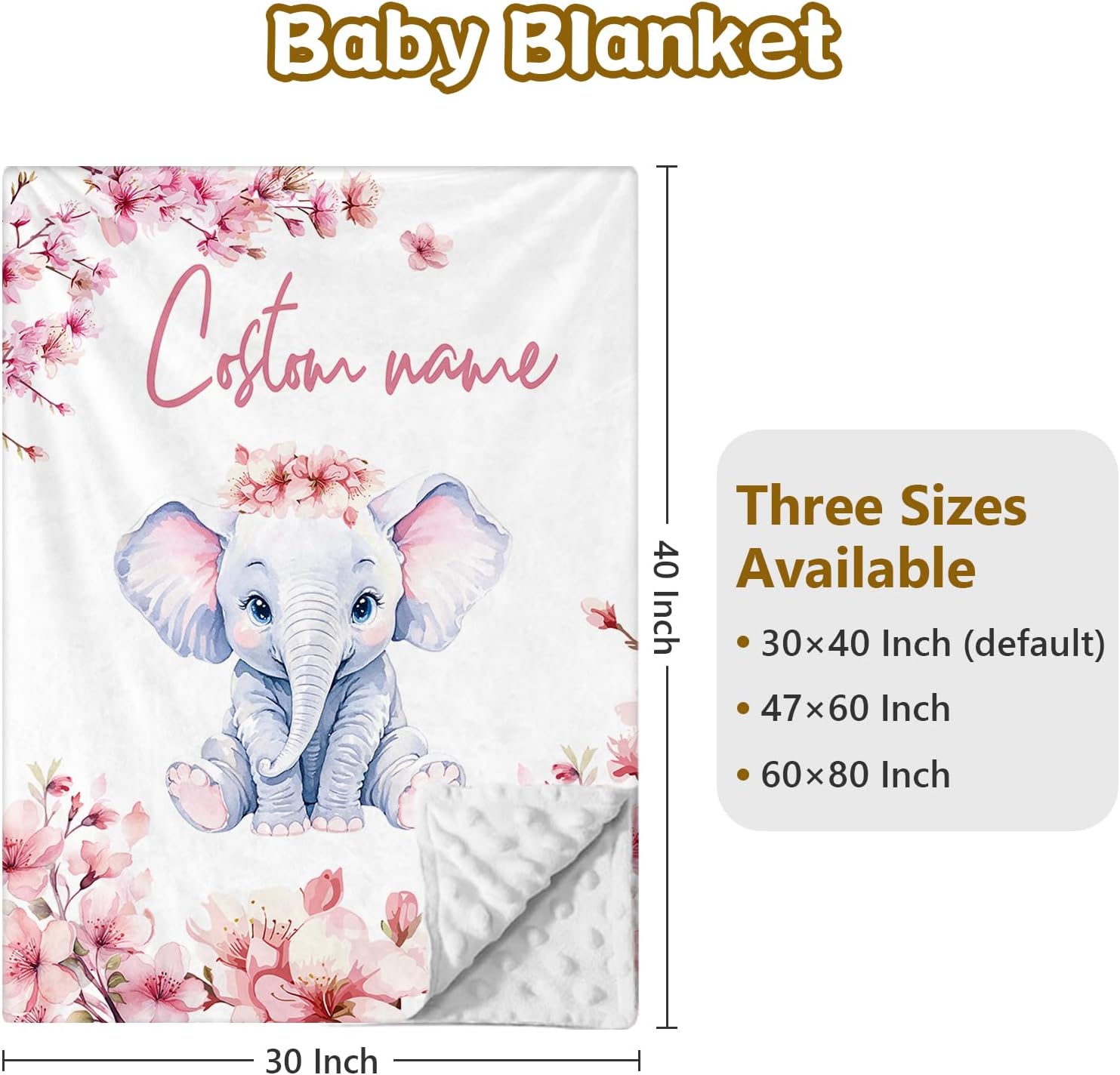 Terwex Personalized Baby Bedding Set, 5 Pcs Custom Name Bedding for Girls Boys - Nursery Bedding for Crib, Soft Toddler Bedding Sets for Infant Customized Gifts, Flower Elephant