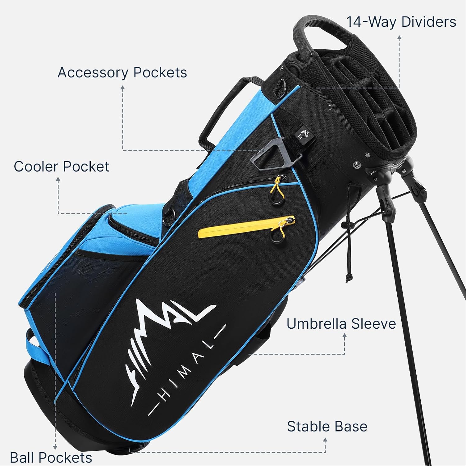 GoHimal 14-Way Golf Stand Bag, Golf Bag with Stand - Lightweight Durable Club Bag for Men & Women