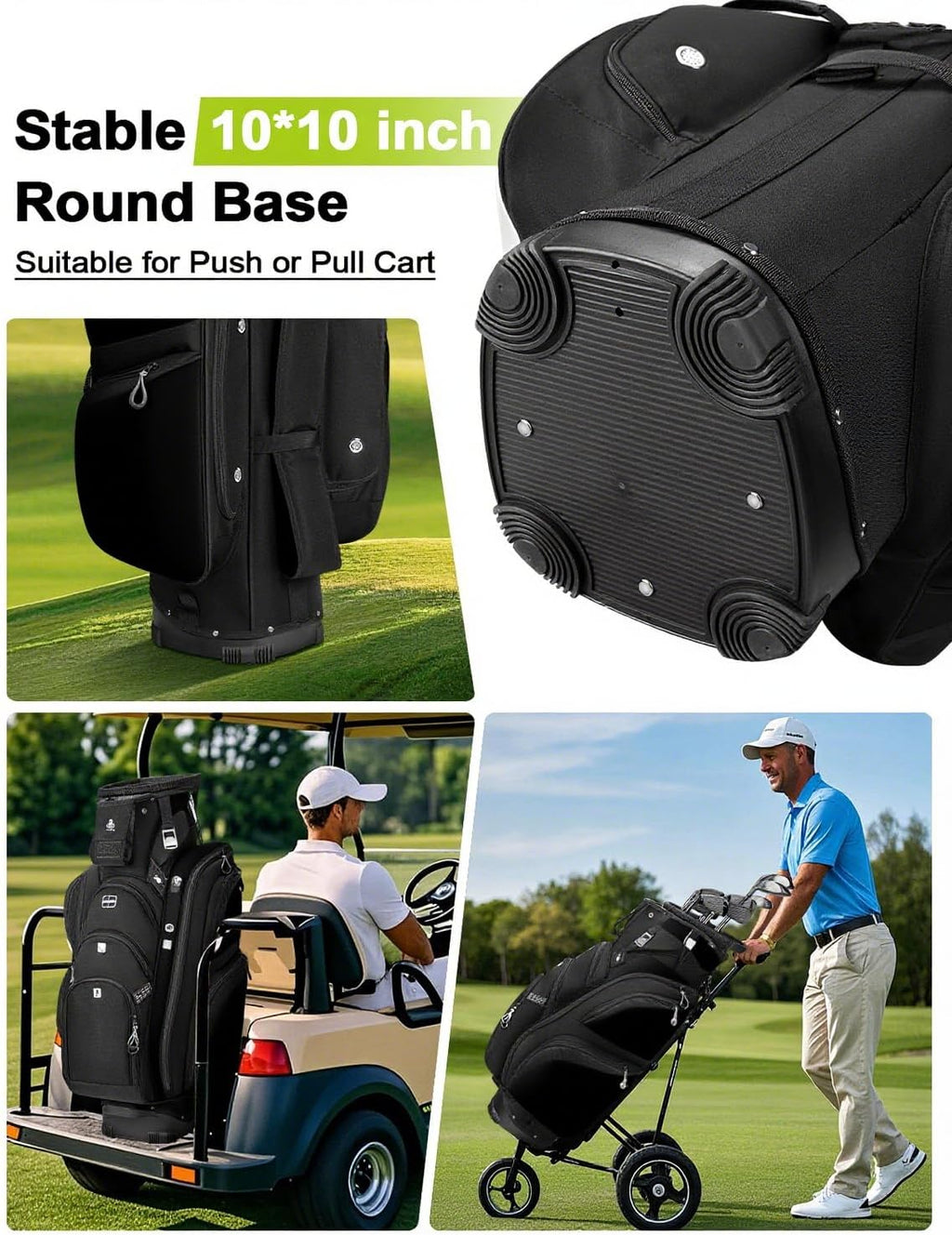 Vancropak Golf Cart Bag, Golf Gifts for Men with 15 Way Divider Top, USB Charging Port, Waterproof Protective Rain Cover, Shoe Compartment, Cooler Pocket, Tracker Slot, Umbrella Holder, Golfer Gifts