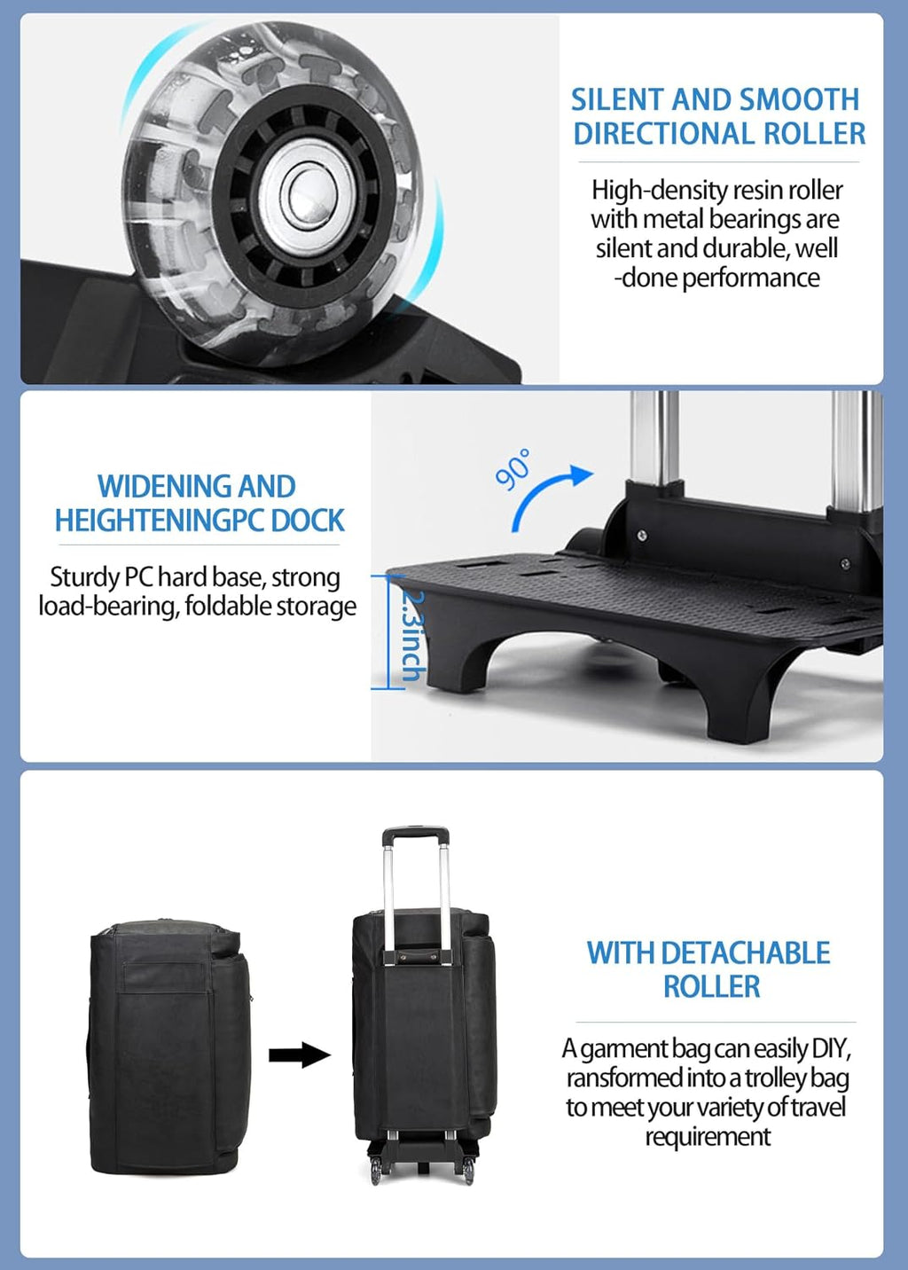 Rolling Garment Bag for Travel. Garment Duffle Bag Luggage Suit for Men and Women. Garment Bag with Wheels