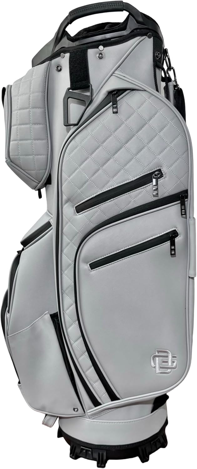 14 Way Golf Cart Bag – Premium Lightweight Cart Golf Bag with Full Length Dividers, 12 Pockets, Cooler Pocket & Rain Hood – Tour Inspired Design by Detroit Golf Co.