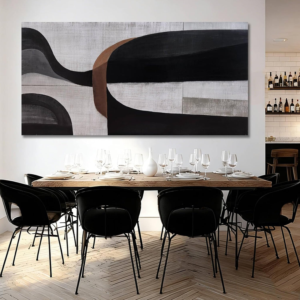WINKAILIN Large Abstract Black Grey and White Canvas Artwork Modern Geometric Painting for Living Room Bedroom Office Minimalist Wall Decoration 29x58 Inch