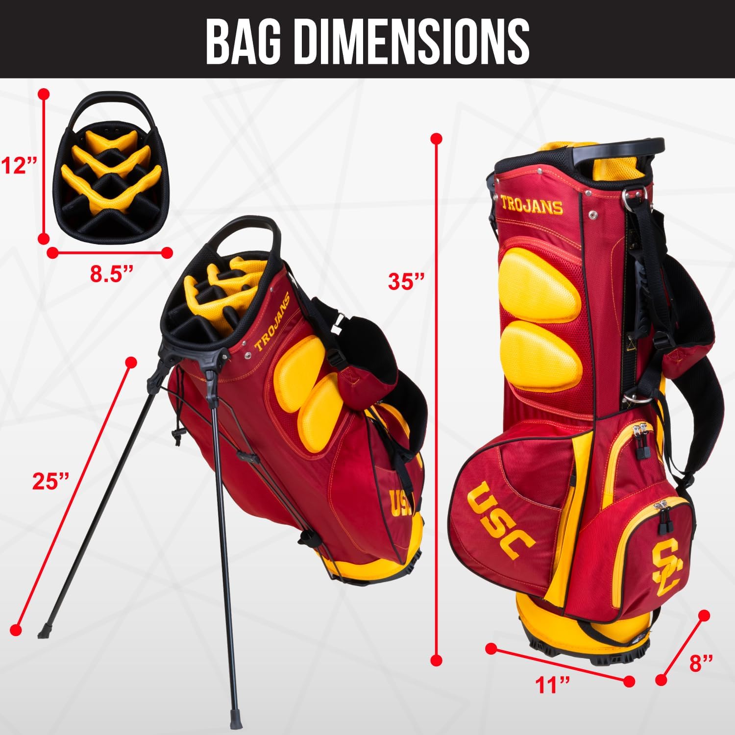 Team Golf NCAA Fairway Golf Stand Bag, Lightweight, 14-Way Top, Spring Action Stand, Insulated Cooler Pocket, Padded Strap, Umbrella Holder & Removable Rain Hood