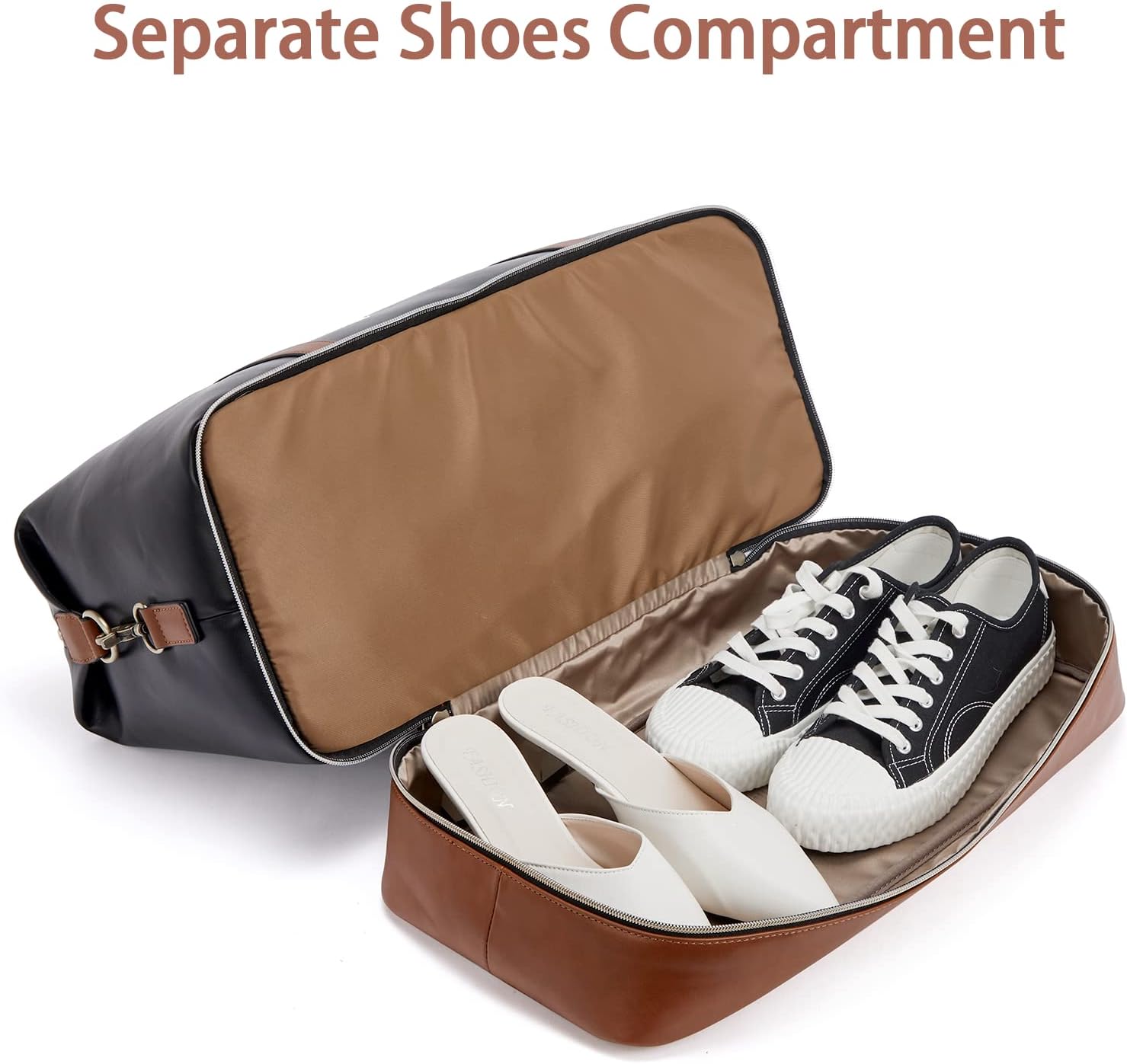 BOSTANTEN Weekender Bags for Women Leather Travel Duffle Bag Carry On Overnight Duffel with Shoe Compartment