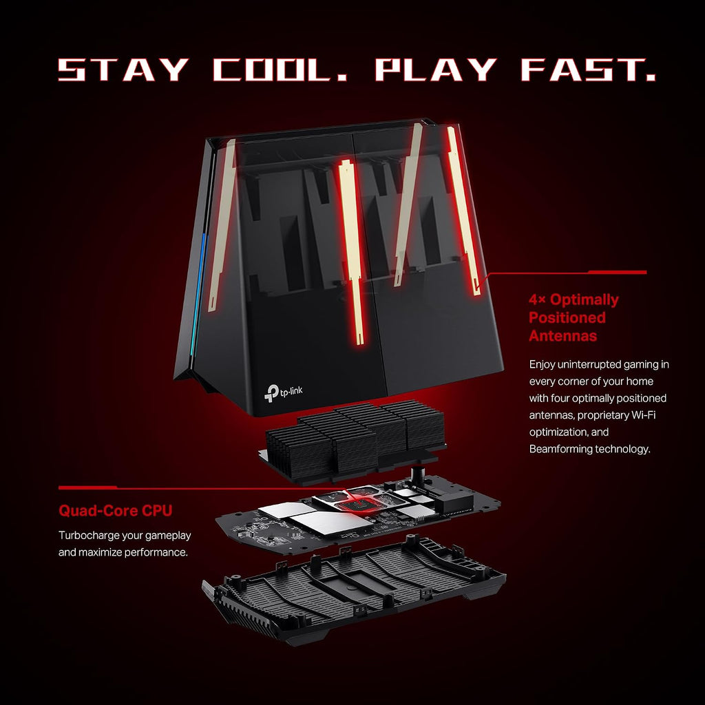 TP-Link Tri-Band AXE5400 Wi-Fi 6E Gaming Router Archer GXE75 | 6-Stream 5.4 Gbps | 1×2.5G + 4×1G Ports, USB 3.0 | Exclusive Acceleration, Gaming Port & Panel, RGB Lighting | EasyMesh, HomeShield