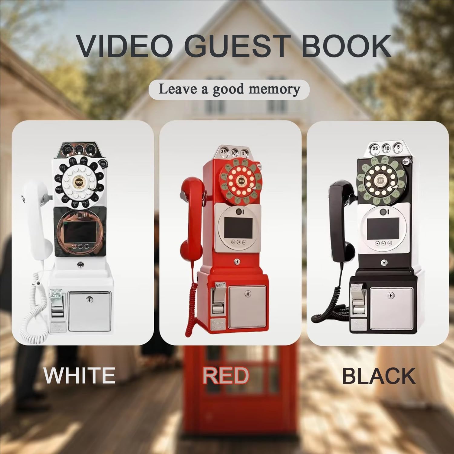 Audio Guestbook, Wedding Phone Record Custom Audio Messages with Guestbook Voicemail Voice Recording Phone with Playback for Wedding Birthday Party Anniversary,White