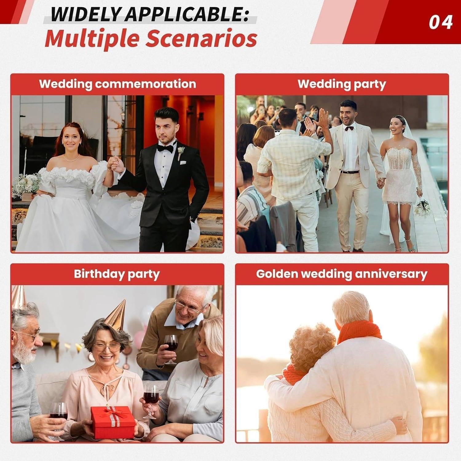 1080P Video Guestbook Wedding Phone, Retro Classic Audio Guestbook Record Customized Audio Messages with Guest Book Telephone for Parties Weddings Birthdays Rentals Confessions,Red-64G