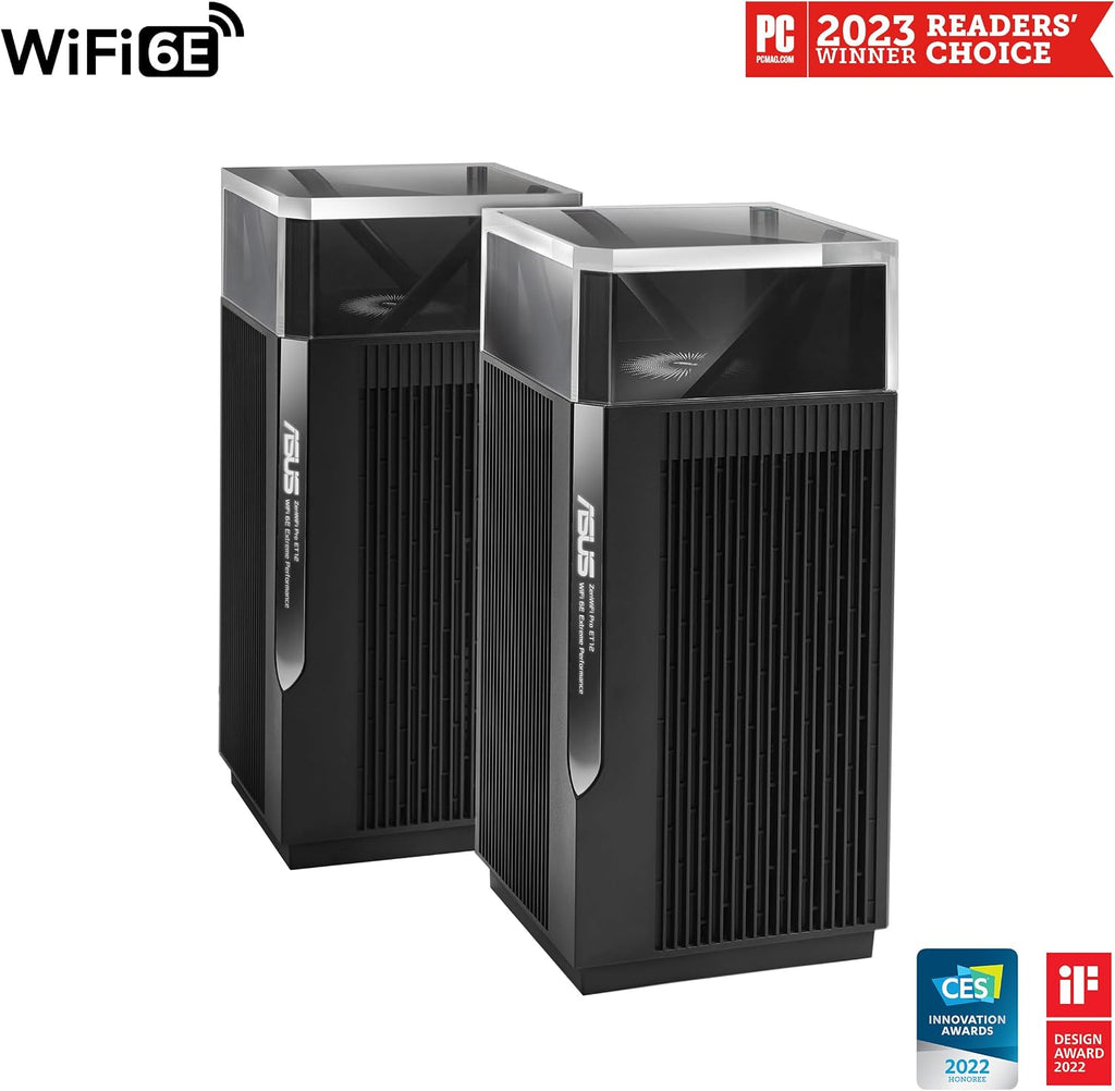 ASUS ZenWiFi Pro ET12 AXE11000 Tri-Band WiFi 6E Mesh System (2 Pack), Coverage up to 6000 sq ft, Subscription-Free Network Security, Advanced Parental Controls, Instant Guard, VPN, Dual 2.5G Ports