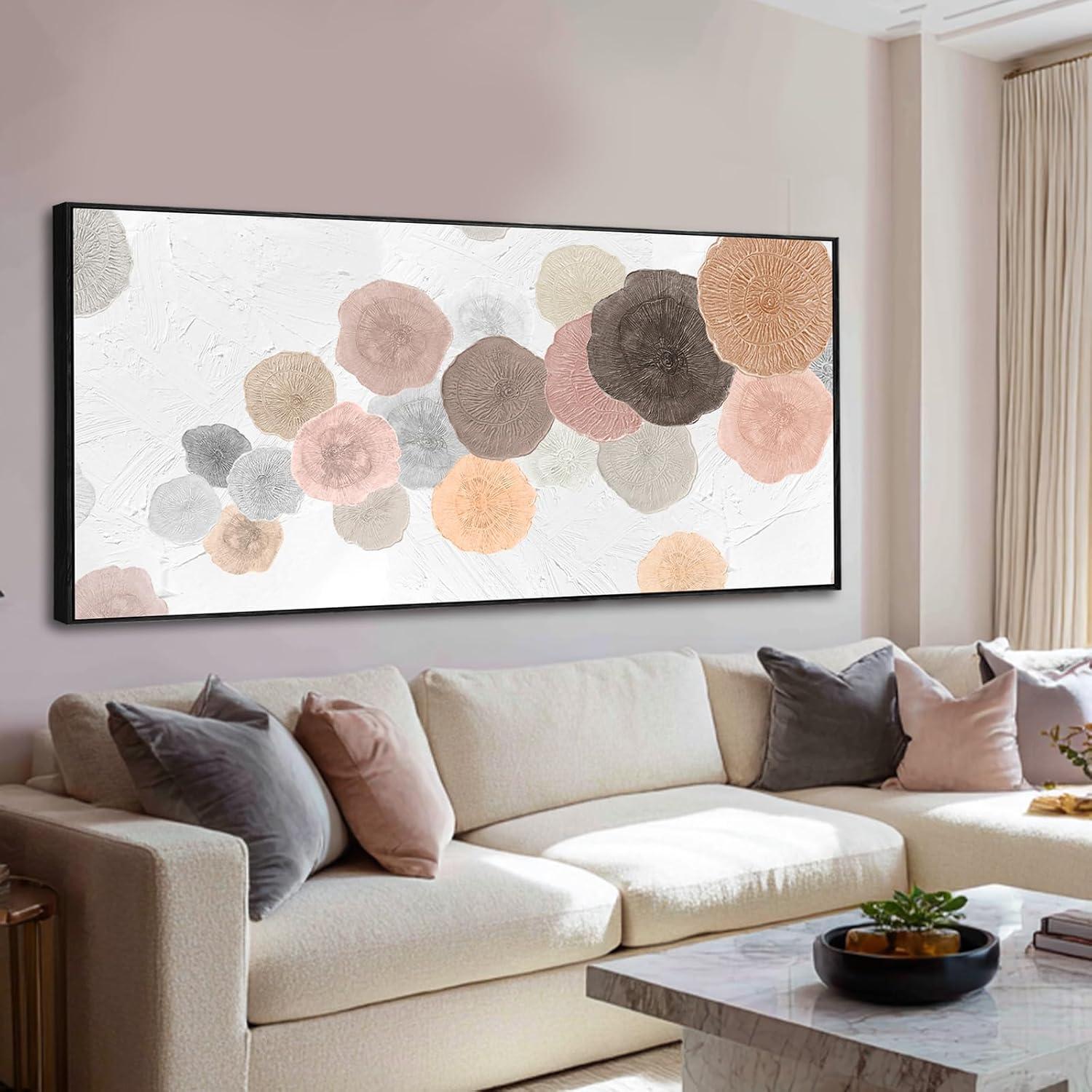 Modern Wall Decor Abstract Framed Wall Art Textured Oil Paintings 32'x70' Art for Office Living Room Decorations Kitchen Artwork