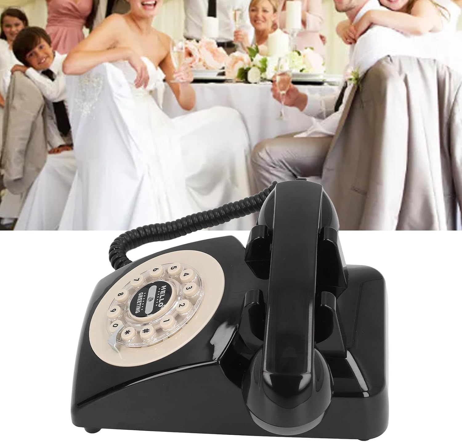 Audio Guestbook Wedding Phone, 120 Hours Recording Capacity 8G Record Custom Audio Messages Audio Guestbook Phone (Black)