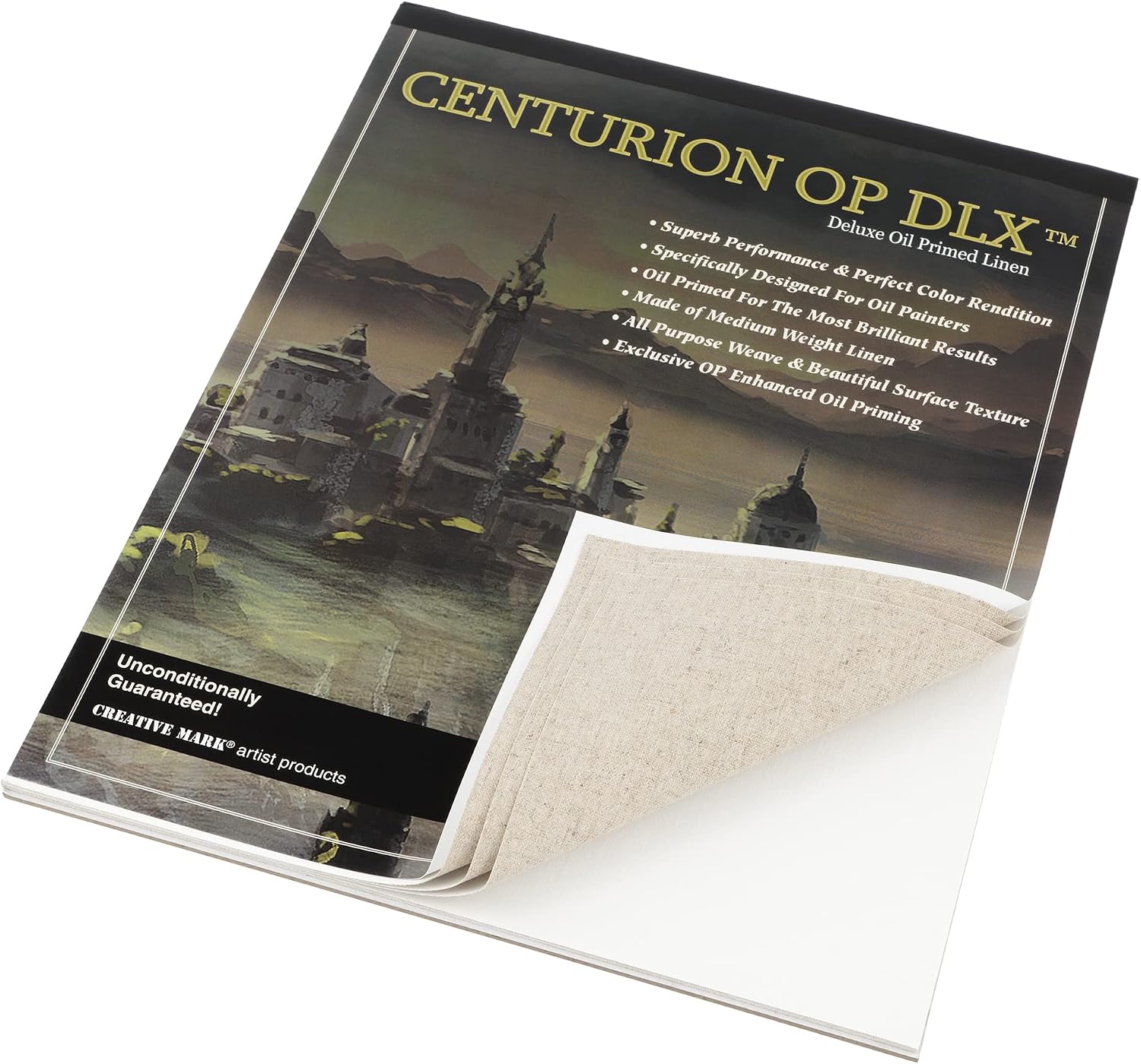 Centurion Deluxe Oil Primed Linen Pad 9'x12' - 4 Pack 10 Sheets Per Pad - 40 Pages Total - 11 oz. No Bleed Pages, Lightweight, Easy to Travel Canvas Pad for Plein Air Painting