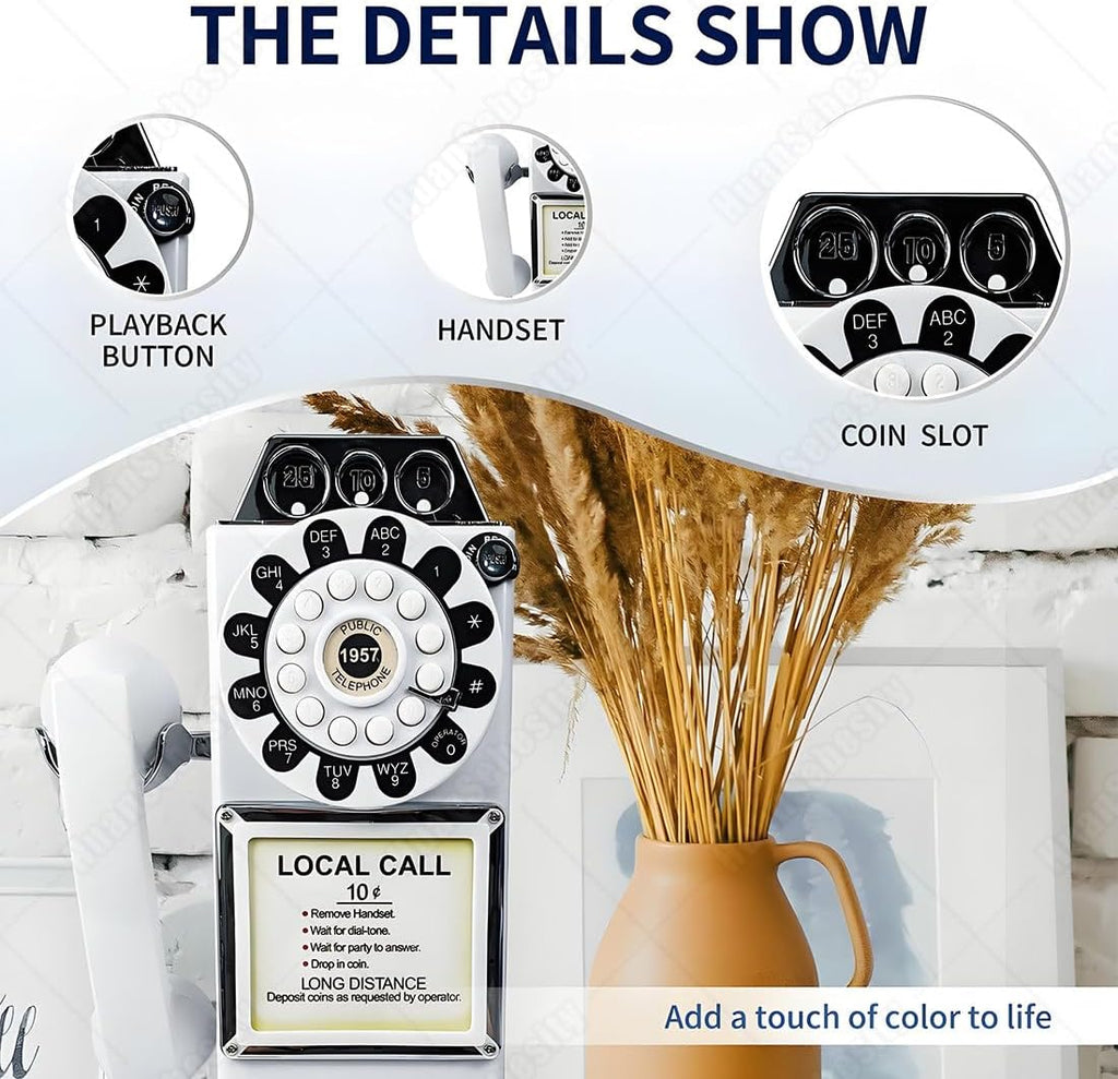 Audio Guest Book Wedding Phone,Record Customized Audio Message with Guest Book Retro Phone Audio Guestbook,Easy to Use and Creative Recording Solution Black