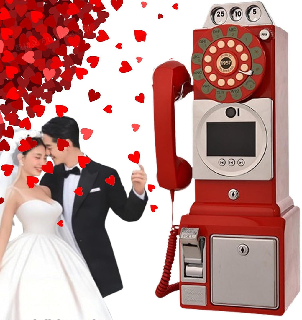 2025 Video & Audio Guest Book Wedding Phone Guestbook - 1080p HD + 32/64/128GB Storage for Weddings, Graduations & Unforgettable Moments,Creative Easy to Use& Fun Engagements,Red128g