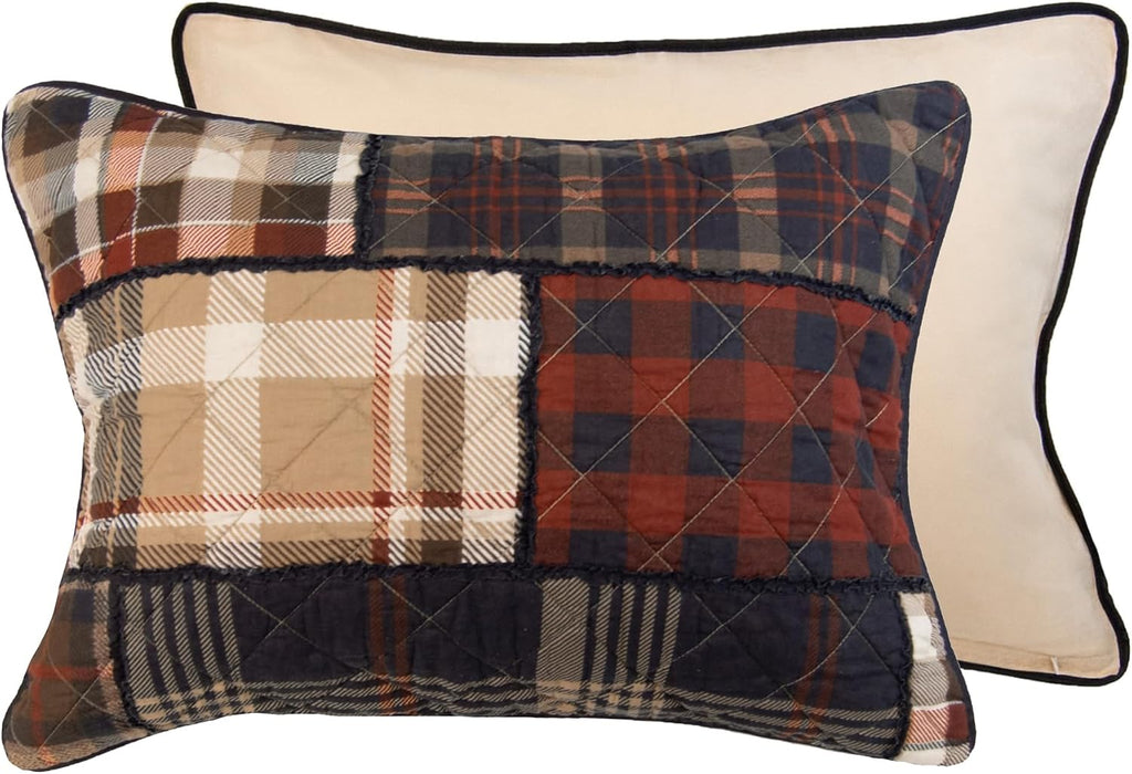 Donna Sharp Twin Bedding Set - 2 Piece - LJ Plaid Twin Quilt Set with Quilt and One Standard Pillow Sham - Machine Washable