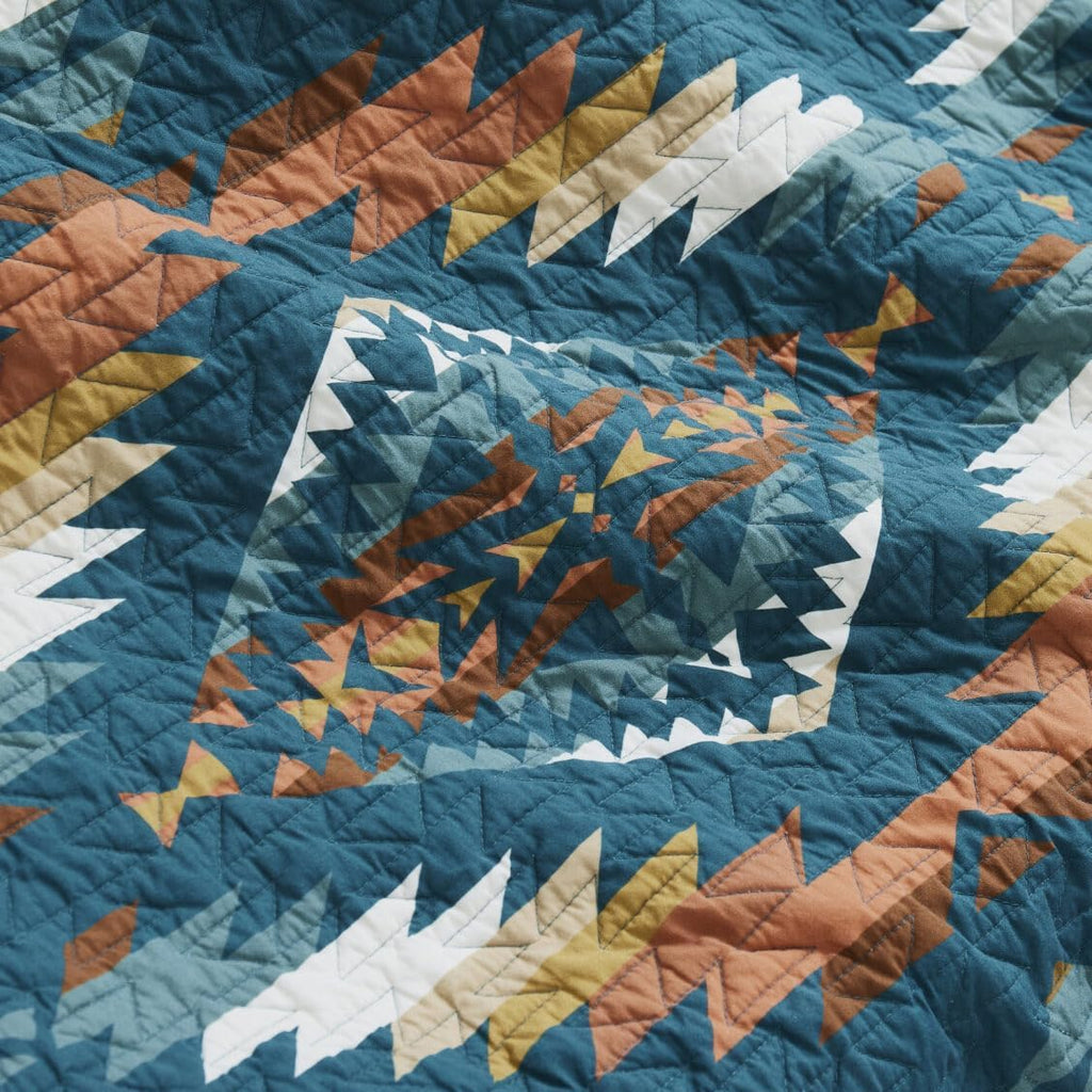 Pendleton Twin Quilt Set – 100% Cotton 2 Piece Quilt Set with Sham, Soft Lightweight Bedding for Twin Size Bed for Dorms, Teal Multi Patterned Comforter Alternative, Twin Bedding Set (Summerland)
