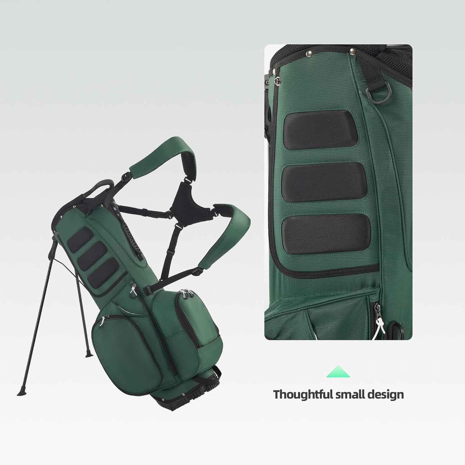 Lightweight Golf Stand Bag with 14 Way Full-Length Dividers, 7 Zippered Pockets and Rain Cover, with Handles and Dual Strap