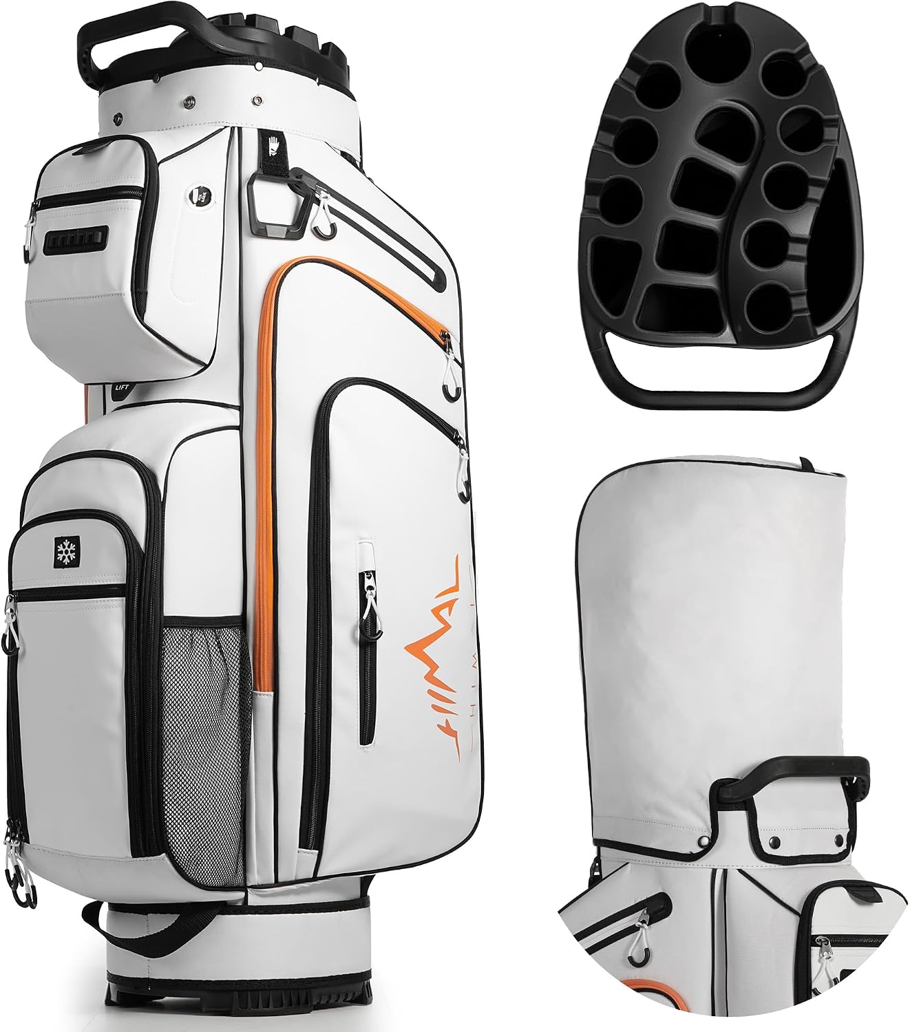 uniHimal Golf Cart Bag with 14-Way Full-Length Dividers, Golf Bag for Men Women with Magnetic Leather Pocket, Handles and Rain Cover, Lightweight Golf Club Bag Includes Cooler Pockets