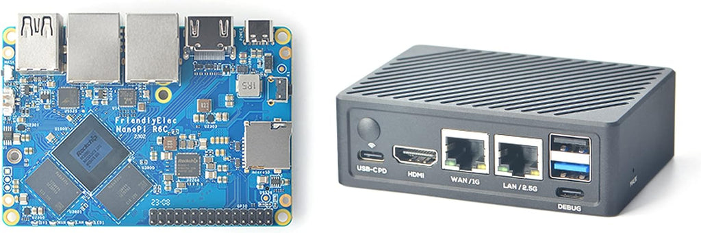 Nanopi R6C Mini Wireless WiFi Router OpenWRT with PCle Gbps Ethernet LPDDR4X 8GB RAM RK3588S Soc 6Tops NPU Mali-G610 GPU for NAS Smart IoT Gateway Support Ubuntu Debian (with CNC Metal Case)