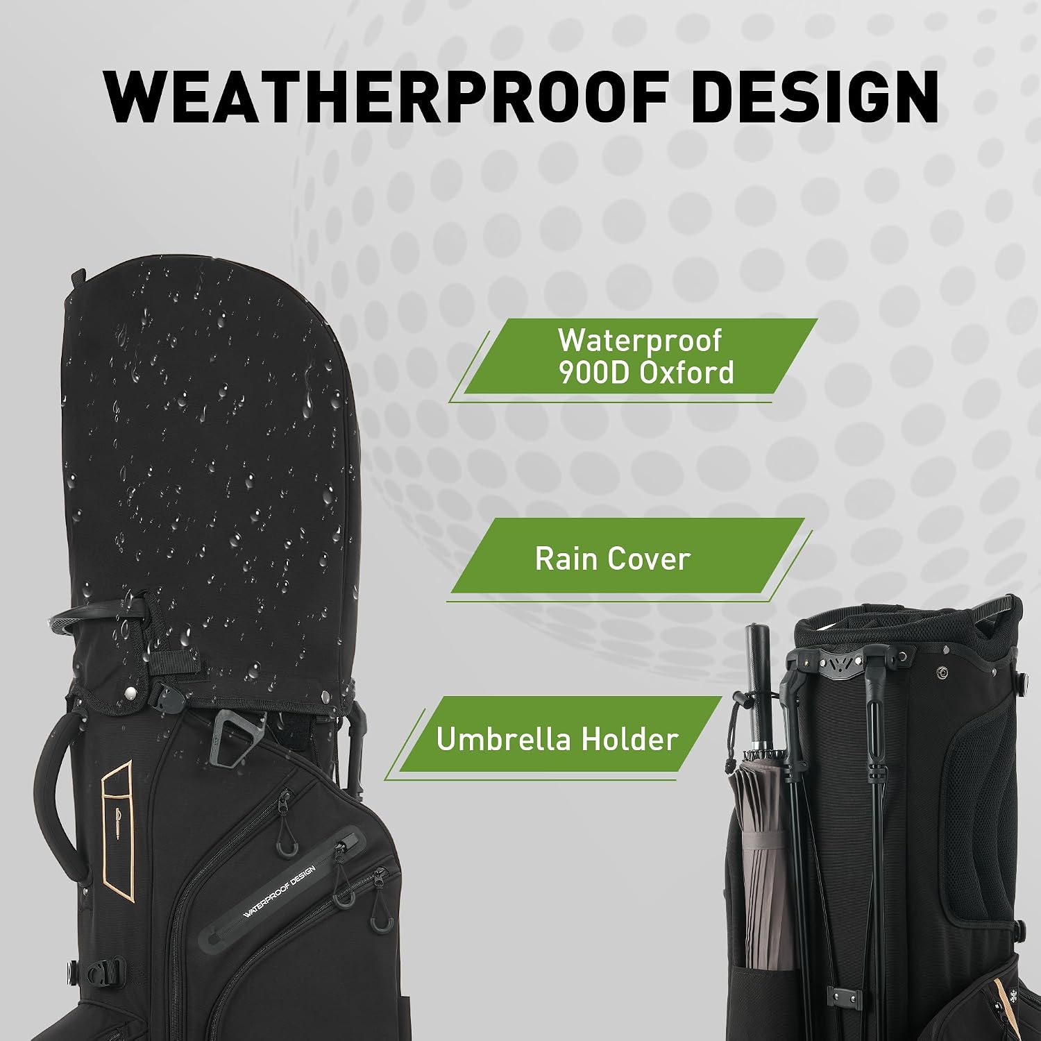 Lightweight Golf Stand Bag, 14 Way Golf Bags with Full Length Dividers for Men Women, Encrypted 900D Weather-Proof Club Carry Bag with Ergonomic Dual Strap, Cooler Pockets, 9 Pockets