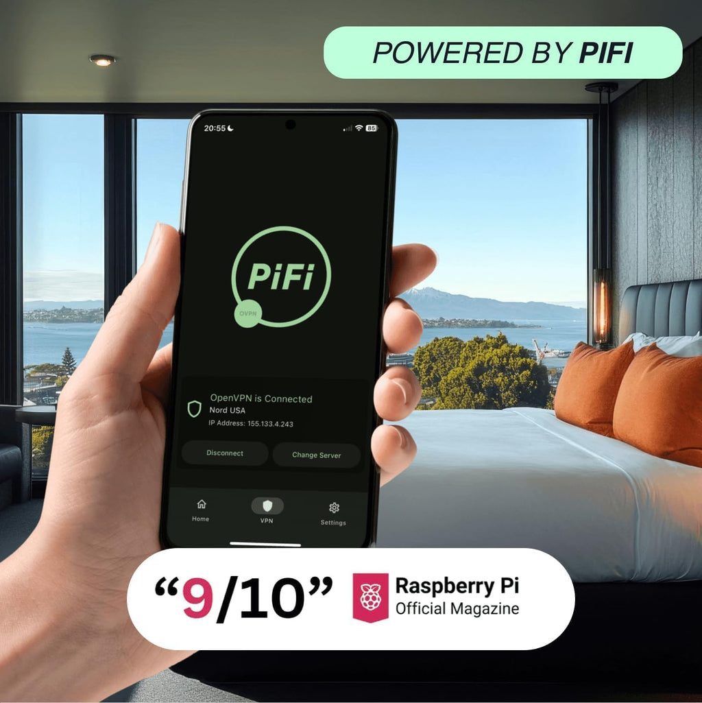 Pyramid Pi 4000 (Raspberry Pi Powered) Superfast VPN Travel Router | Dual-Band Portable WiFi Router for Travel, OpenWrt Open Source, AdGuard Built-in, RV/Business/Cruise