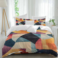 Prime Leader Abstract Art Duvet Cover Set Queen Size 4 Pieces Colorful Geometric Color Block Bedding Set with Zipper Closure, 1 Comforter Cover 86x86 Inches 1 Flat Sheet & 2 Pillow Cases