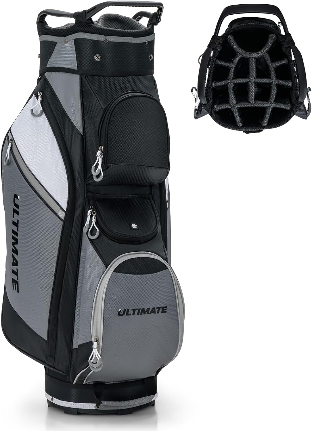Tangkula Golf Cart Bag, Lightweight Golf Club Bag with 14-Way Dividers Top & Cooler Bag, Waterproof Valuable Pocket, Rain Hood, Carry Handles and Shoulder Strap, Golf Club Cart Bag for Men & Women