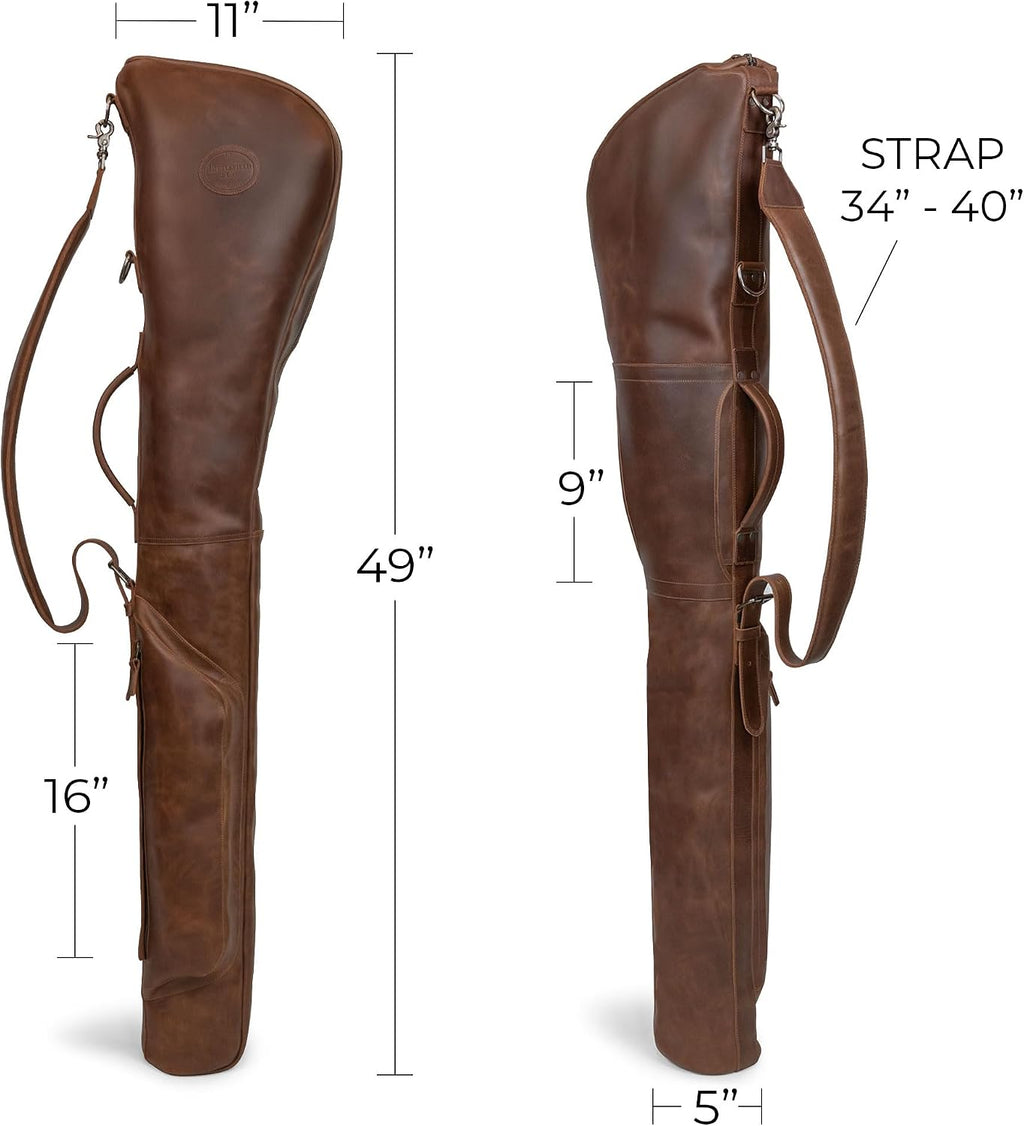 Littlefield & Co., Leather Travel Golf Club Carry Bag with Detachable Shoulder Strap, Golf Travel Bag for Airlines, Golf Club Case, Flightsafe Cover for Men, Caddy Covers, Flight Suitcase