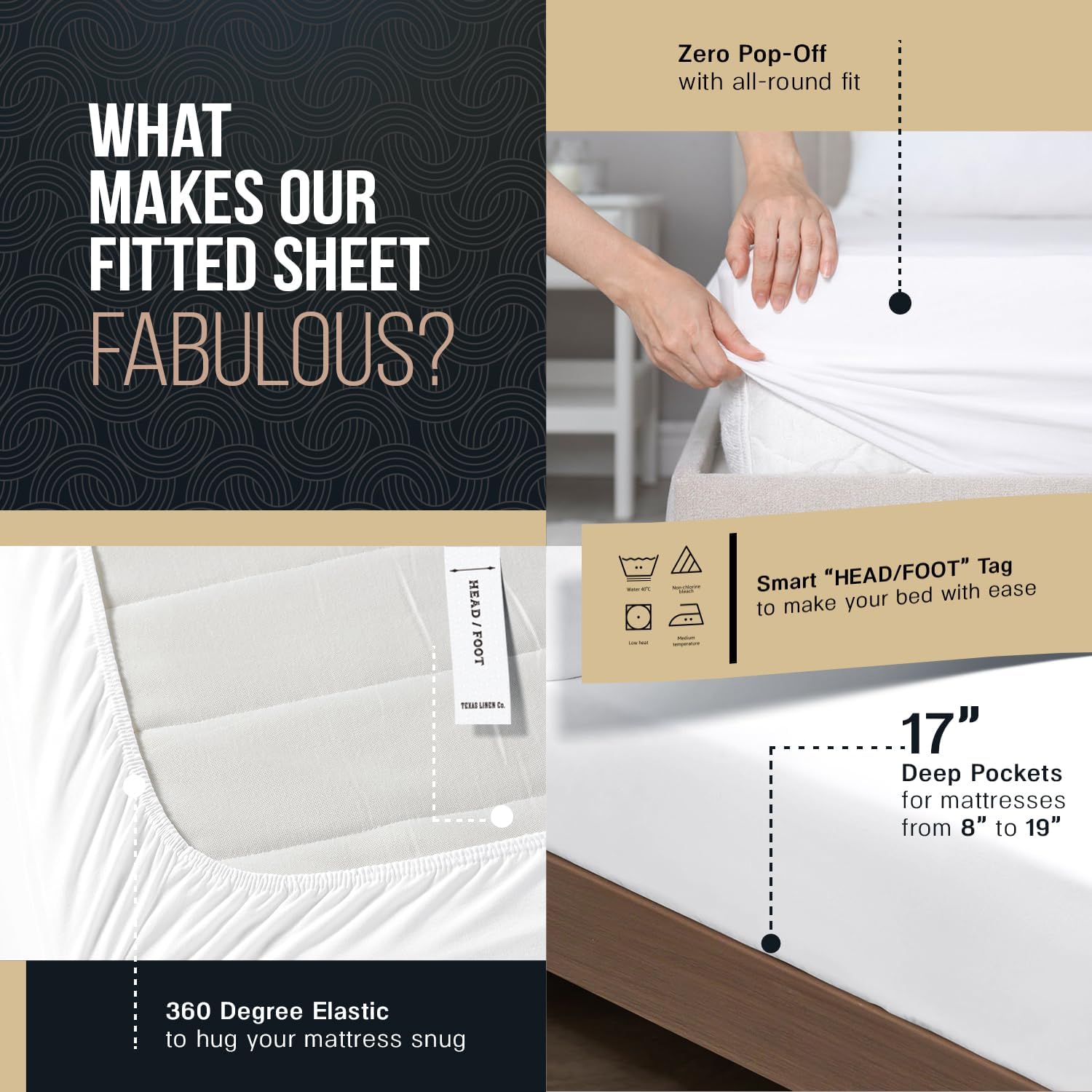 TEXAS LINEN CO. 100% Egyptian Cotton Queen Sheets Set - Luxury 1500 Series Couture Comfortin' Collection Egyptian Cotton Sheets Queen Size Set (4 PC, Light Blue), 17' Deep Pocket, Hotel Bedding Set