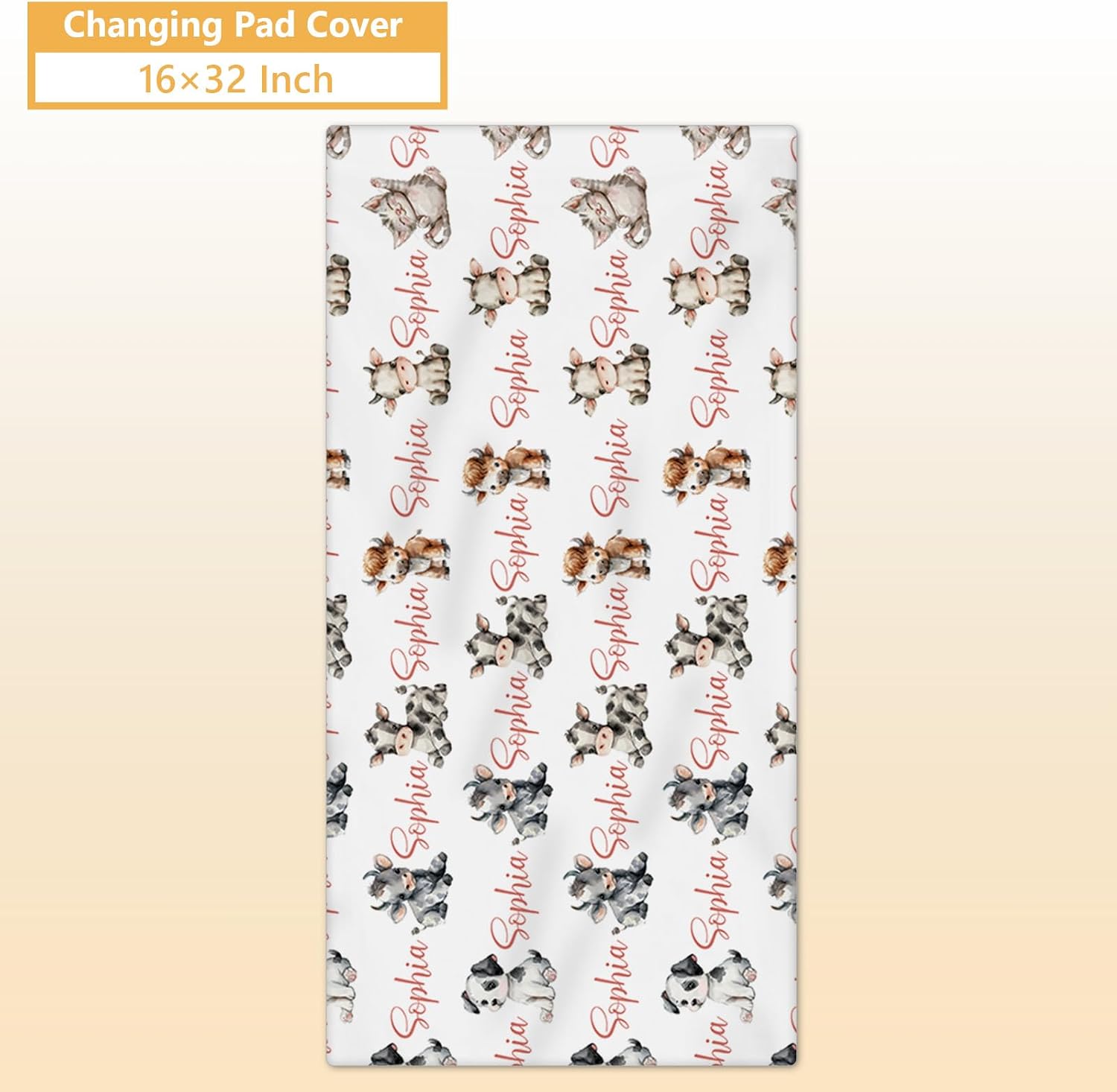 Terwex Custom Baby Crib Bedding Set, 5 Pcs Personalized Name Baby Crib Sets for Infant Toddler, Farm Animals Nursery Bedding Set for Boy Girl, Double Layer Flannel Baby Bedding Sets Customized Gifts