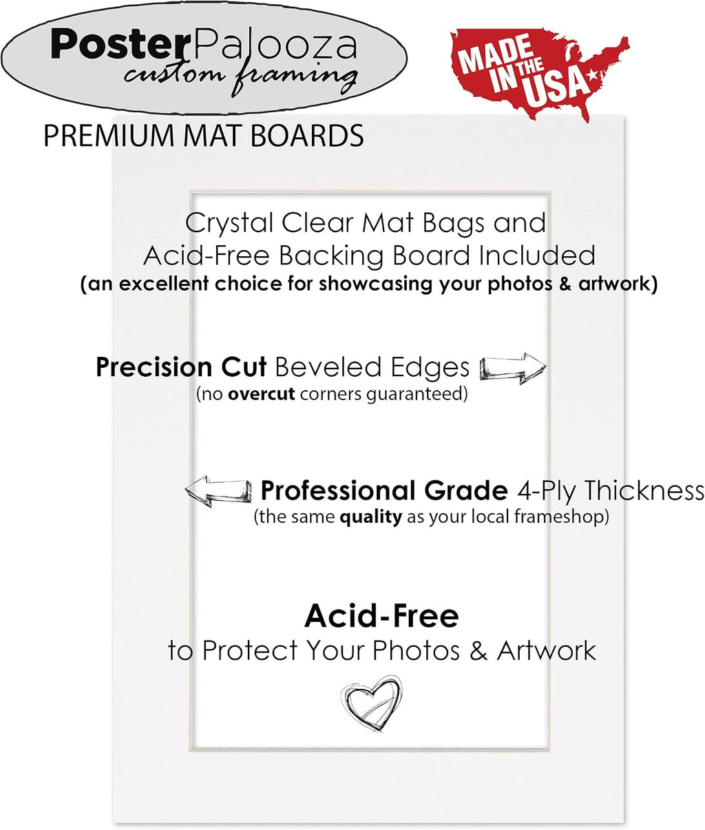 Poster Palooza Pack of 25 Acid Free 12x16 Mats Bevel Cut for 11x14 Photos - Beige Precut Matboards with Backing Boards and Clear Photo Mat Bags for Pictures, Photos, Framing - 4-ply Thickness