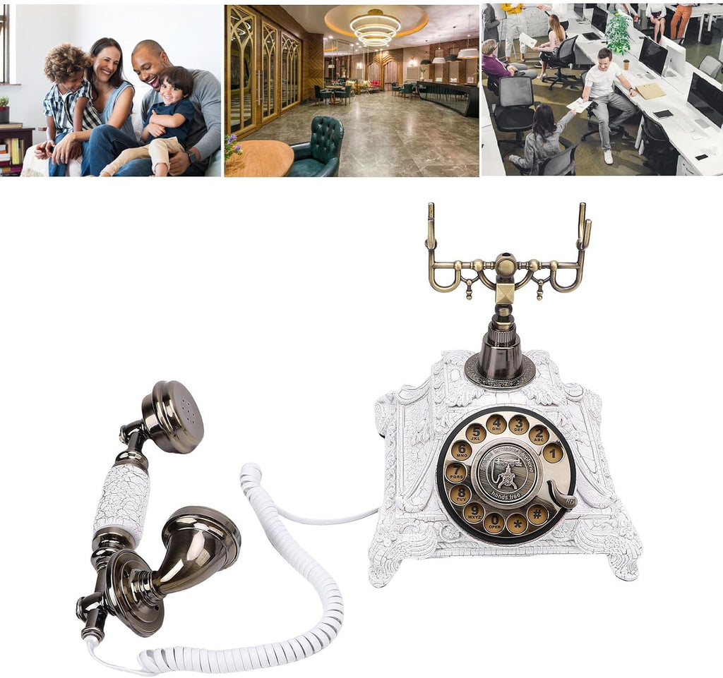 Vintage Retro Audio Guest Book Phone with 32g Capacity for Wedding Party, Personalized Recording for Guests, Retro Audio Telephone for Wedding Party Guests (White)