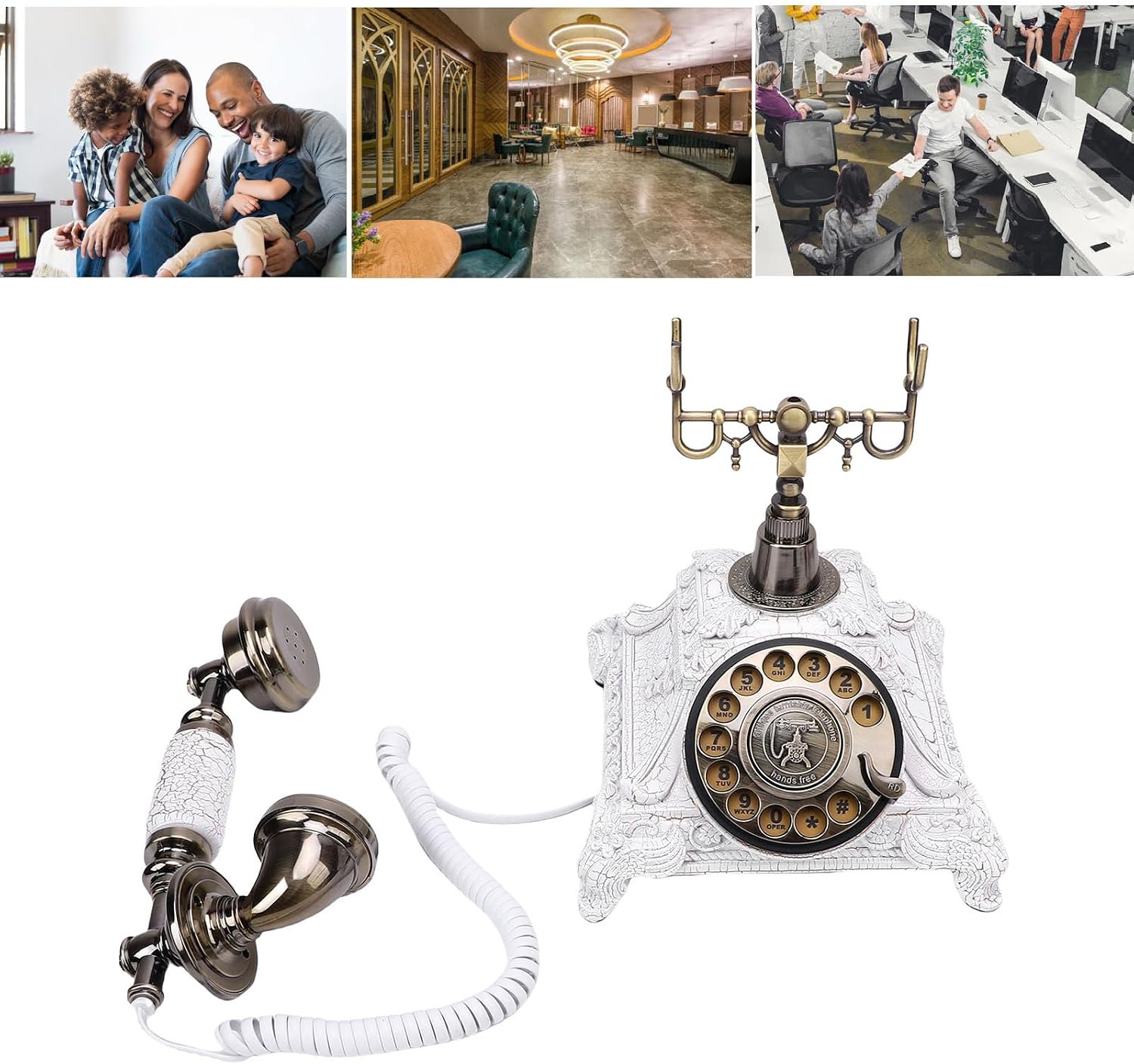 Vintage Retro Audio Guest Book Phone with 32g Capacity for Wedding Party, Personalized Recording for Guests, Retro Audio Telephone for Wedding Party Guests (White)