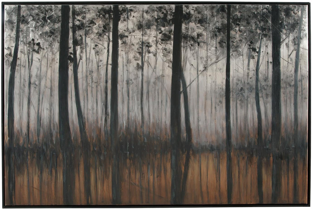Signature Design by Ashley Philyra Dreary Forest Canvas Wall Art, 72 x 48, Black Orange Silver