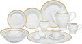 Lorren Home Trends 57-Piece Porcelain Dinnerware Set, Ricamo-GD, Service for 8