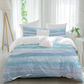 Prime Leader Summer Duvet Cover Set Queen Size 4 Pieces Gradient Blue Wood Grain Rustic Farmhouse Modern Bedding Set with Zipper Closure, 1 Comforter Cover 92x106 Inches 1 Flat Sheet & 2 Pillow Cases