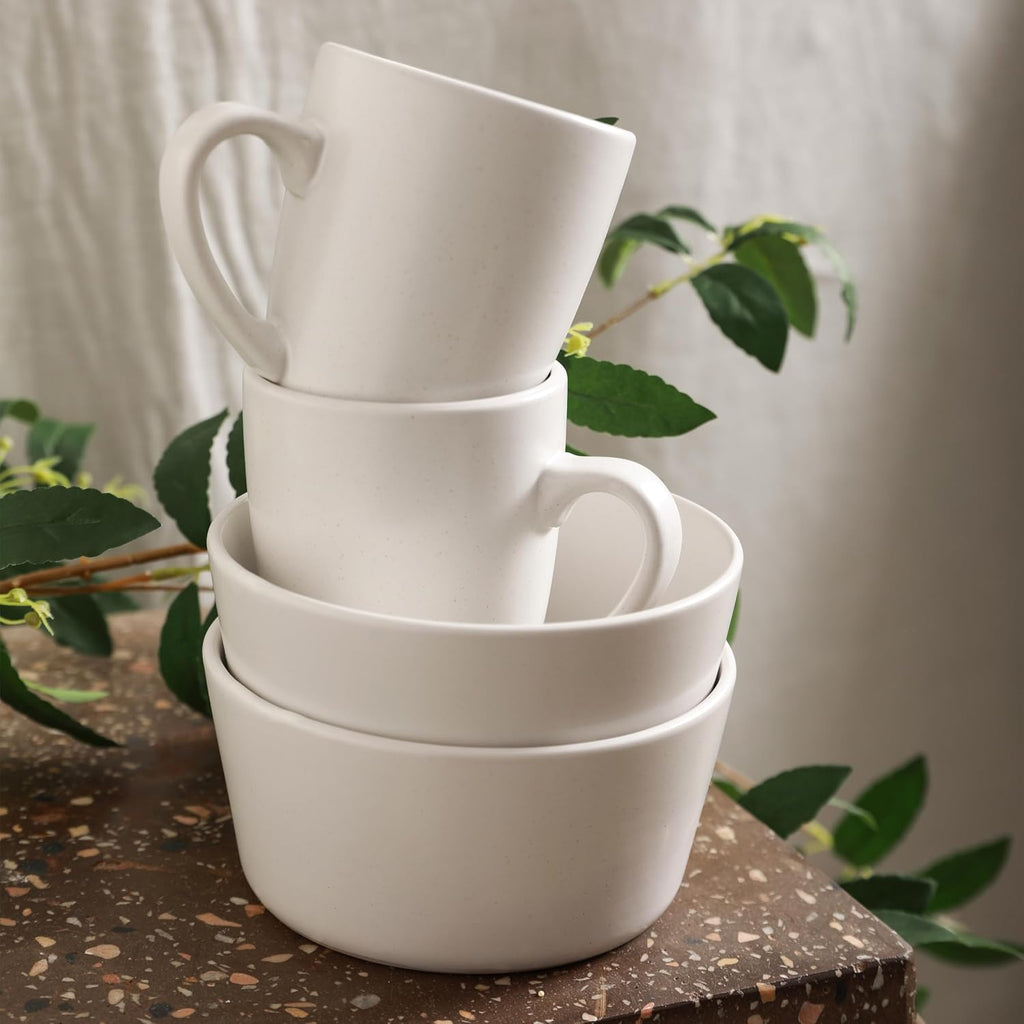 Stone Lain Albie 32-Piece Dinnerware Set Stoneware, White Speckled