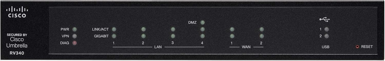 Cisco RV340 VPN Router with 4 Gigabit Ethernet (GbE) Ports Plus Dual WAN, Limited Lifetime Protection (RV340-K9-NA),Black