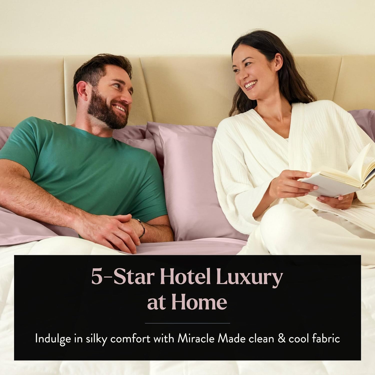 Miracle Made Extra Luxe Soft, Cool-to-the-Touch Cotton Bed Sheet Set, 4-Piece – Silver-Treated, Breathable, Lightweight Bedding – Queen Size, Rosewood