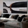 WINKAILIN Large Abstract Black Grey and White Canvas Artwork Modern Geometric Painting for Living Room Bedroom Office Minimalist Wall Decoration 29x58 Inch