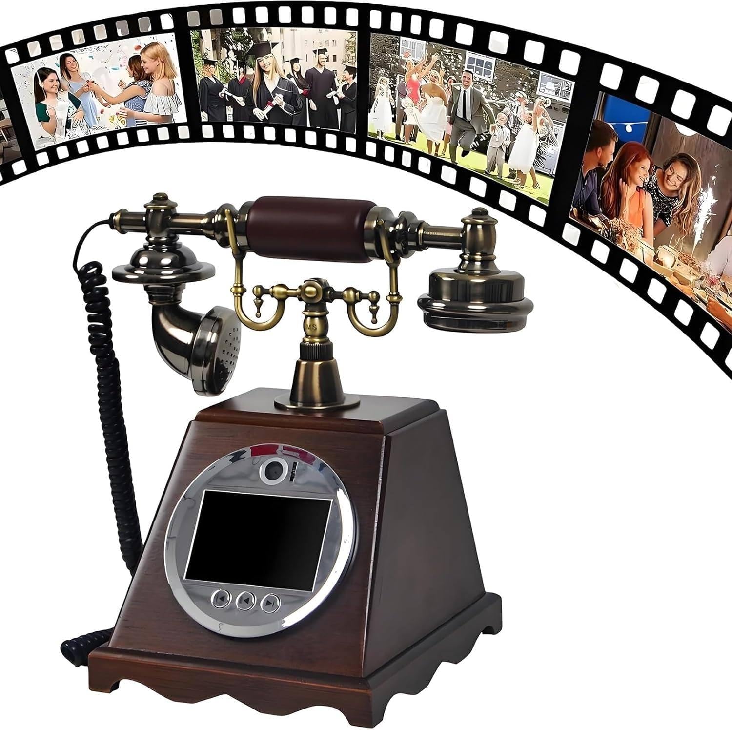 Video Audio Guest Book Wedding Phone, Customized Video Audio Messages, Vintage Wedding Phone Guestbook, 5000Mah, 2K, 3.5In Screen, Preserve Your Special Occasions B