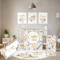 Terwex Personalized Baby Crib Bedding Set, 5 Pcs Custom Name Nursery Bedding Set, Yellow Flower Baby Bedding Set for Girl Boy, Double Layer Baby Crib Sets, Customized Gifts for Toddlers Kids Infants
