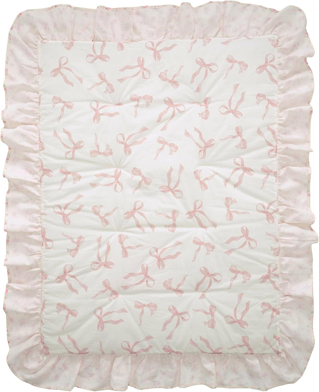 Lambs & Ivy Coquette Floral Pink Bows Aesthetic 3-Piece Baby Crib Bedding Set
