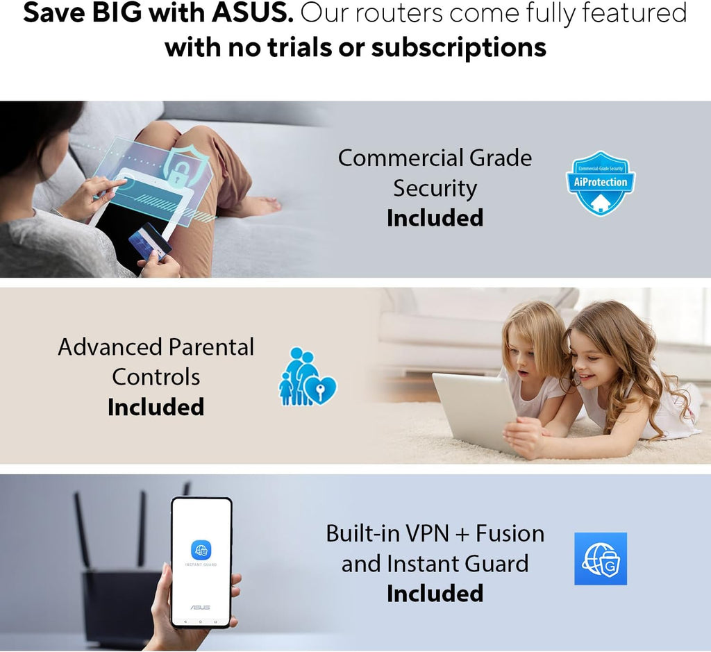 ASUS ZenWiFi Whole-Home Dual-Band Mesh WiFi 6 System XD6 White - 2 Pack, Coverage up to 5,400 sq.ft & 4+ Rooms, 5400Mbps, AiMesh, Lifetime Free Internet Security, Parental Control, Easy Setup