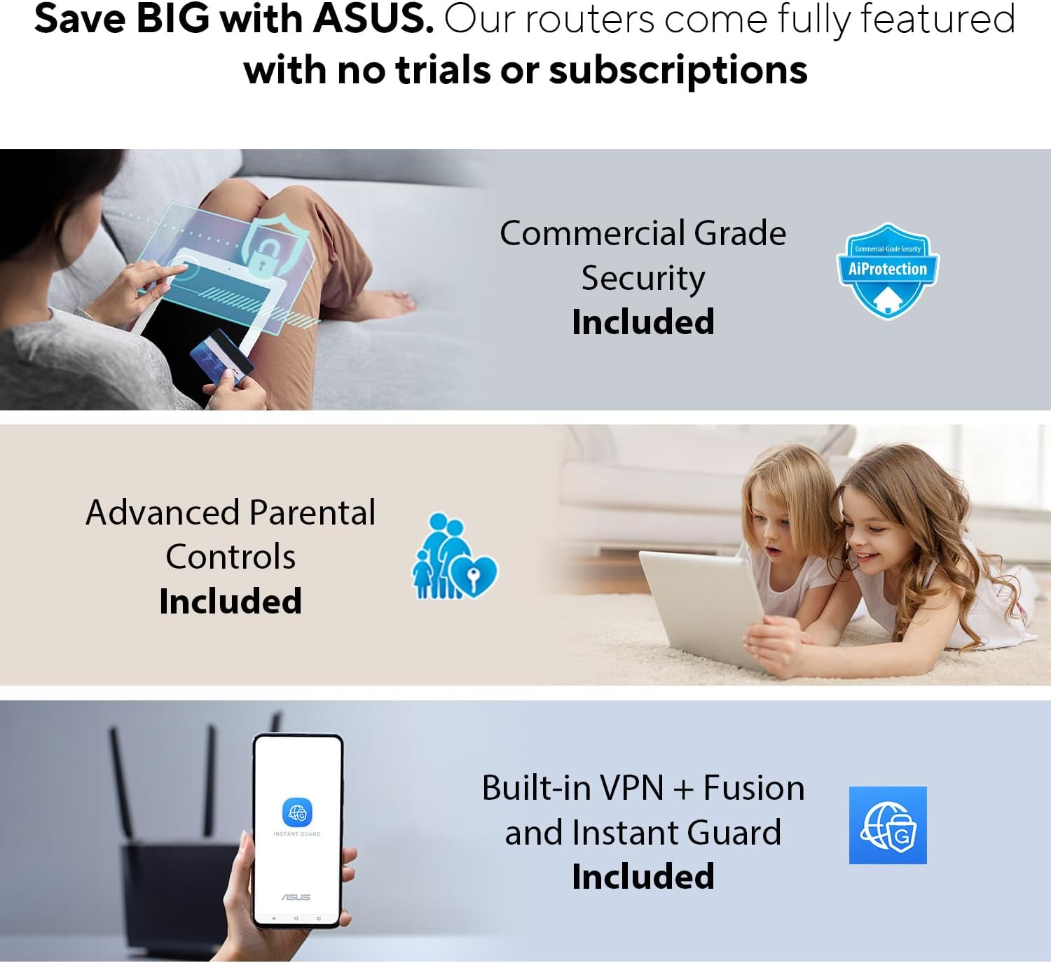 ASUS ZenWiFi Pro ET12 AXE11000 Tri-Band WiFi 6E Mesh System (2 Pack), Coverage up to 6000 sq ft, Subscription-Free Network Security, Advanced Parental Controls, Instant Guard, VPN, Dual 2.5G Ports