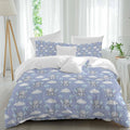 Blue Dreamy Elephant Duvet Cover Set Queen Size 4 Pieces Cartoon Animal Cloud Stars Fairytale Style Bedding Set with Zipper Closure, 1 Comforter Cover 86x86 Inches 1 Flat Sheet & 2 Pillow Cases